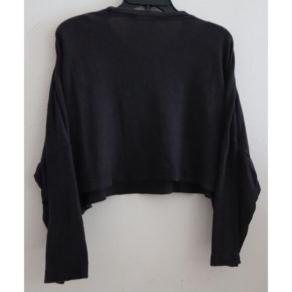 Shirin Guild Women's Sz S US Black Linen Boxy Cropped 3/4 Sleeve Shirt Top - Picture 2 of 6